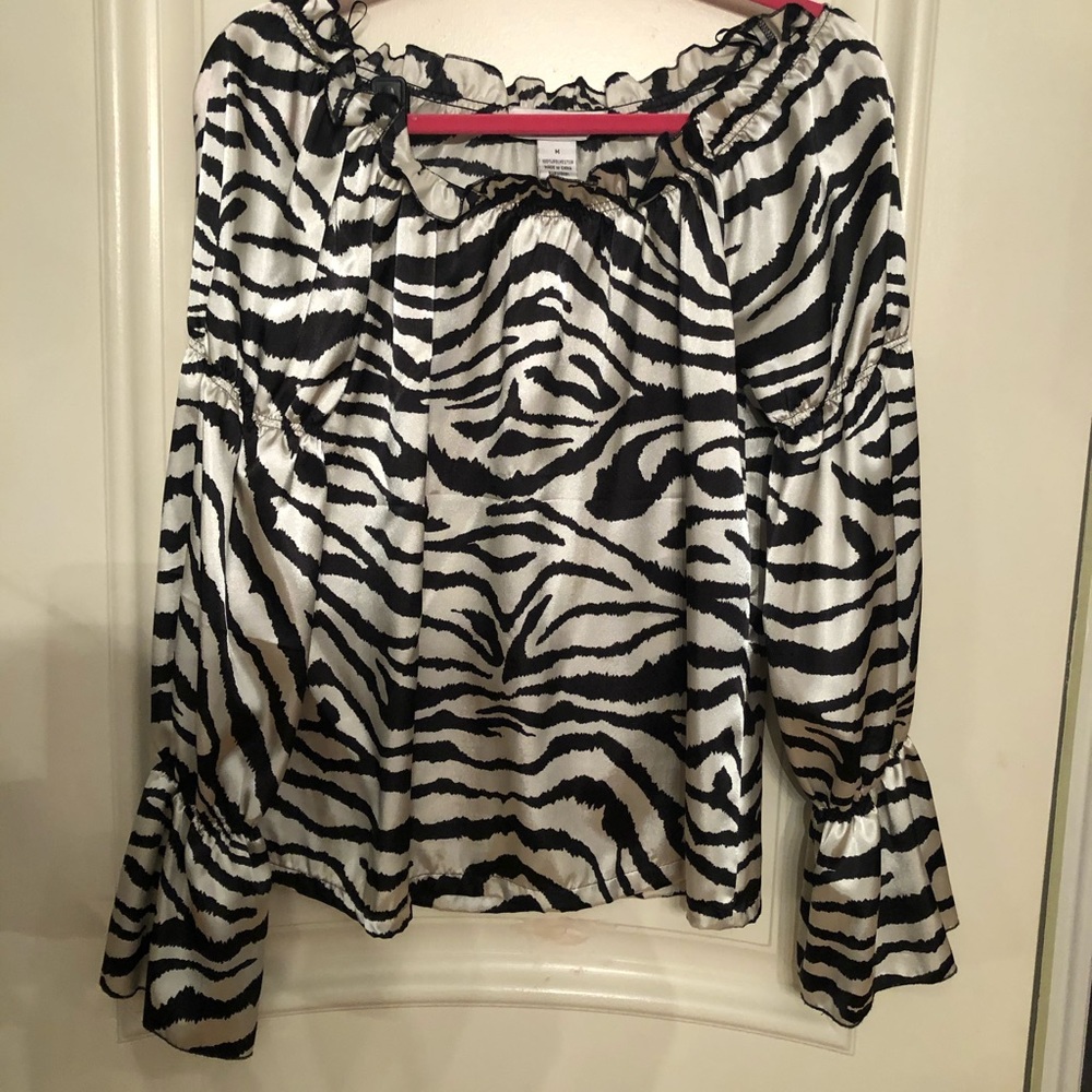 Zebra off the shoulder top